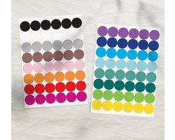 Stippen Stickers - Label Stickers 14 mm - Stickervellen Stippen - Beste Kwaliteit - Gekleurde Stippen Stickers in 16 Kleuren - Dot Stickers - Kleurcodering Stickers - Markeringspunten - Etiketten Rond Gekleurd - Stickers Planner - Ronde Stip Stickers