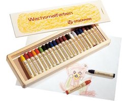 Stockmar wasstiftjes ass. 24 kl. in houten kist