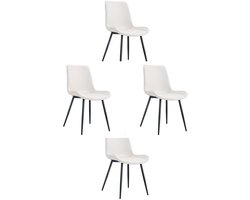 Stoel 4 Stuks 50X47X83 cm Eetstoel Zwart Wit Metaal Pu Leer Scandinavisch Netstiksels Glanzende Poten Antislip Voor Eetkamer Keuken Of Woonkamer