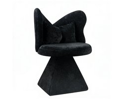 Stoel 40,6x40,6x76,2 cm Lounge Stoel Zwart Stof Draai Stoel Make-Up Kruk Met Vlinderrugleuning Voor Woonkamer Eetkamer Werkruimte Vrijetijdsbied