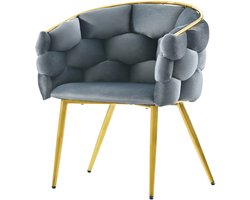 Stoel 50x47x80cm Bubble Eetkamerstoel Grijs Fluweel Met Vergulde Ijzeren Poten Modern Design Geschikt Voor Woonkamer Eetkamer Make Up Tafel