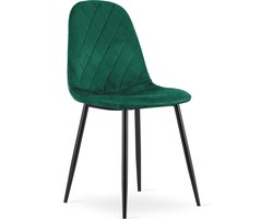 Stoel ASTI - Donkergroen, Velvet Zitting, Modern Design, Ergonomische Metalen Poten, Geschikt voor Woonkamer, Slaapkamer en Thuiswerkplek, Max. 120 kg