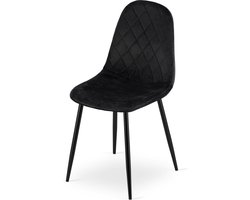 Stoel ASTI - Zwart, Velvet Zitting, Modern Design, Ergonomische Metalen Poten, Geschikt voor Woonkamer, Bibliotheek, Kantine en Kantoor, Max. 120 kg