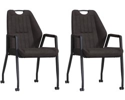 Stoel Axa met wielen - Antraciet - set van 2 stuks