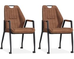 Stoel Axa met wielen - Cognac - set van 2 stuks