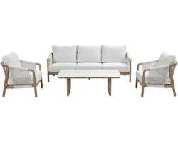 Stoel-Bank loungeset Murcia | 4-delig | Wood look & Stone