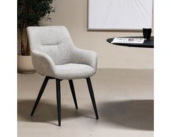 Stoel Beige - Textiel - 63x61x87cm - Stoel Joah - Giga Meubel - Set van 2