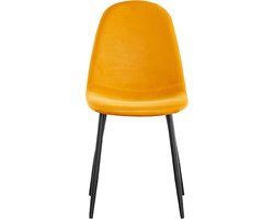 Stoel Boy – Velvet Geel - Zwarte poten - set van 4