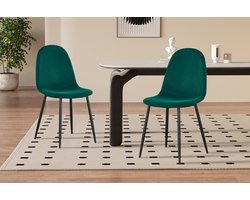 Stoel Boy – Velvet Groen - Zwarte poten - set van 4