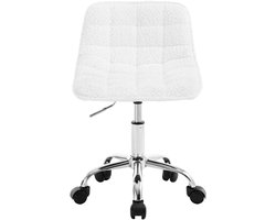 Stoel - Bureaustoel - Eetkamerstoelen - Verstelbare Hoogte - Comfortabele - Rugleuning - 360° Rotatie - Kantoor - Make-up - Wit Chenille
