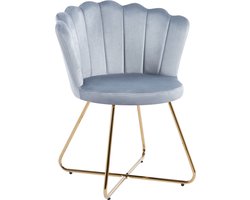 Stoel Chanelle Lichtgrijs - Fluweel - Set van 2 - Zithoogte 47.5 cm - Zitdiepte 48.5 cm