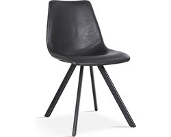 Stoel Collin Zwart - Kunstleer - Set van 2 - Zithoogte 50 cm - Zitdiepte 43 cm