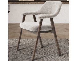 stoel 'Coralie' Gerookte Massieve Eik Stof Ote Milan Zand - Set van 2