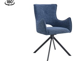 Stoel Darvo Blauw - Stof - Set van 2 - Draaibaar - Zithoogte 49 cm - Zitdiepte 46 cm - Met armleuning