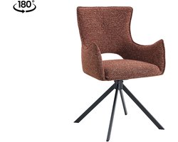 Stoel Darvo Rood - Stof - Set van 2 - Draaibaar - Zithoogte 49 cm - Zitdiepte 46 cm - Met armleuning