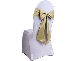 Stoel decoratie strik - goud - Bruiloft stoelen versiering - Satijn lint sjerp aankleding - 275 x 15 cm
