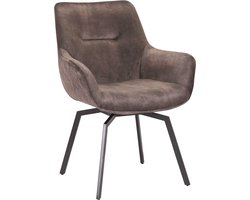Stoel Denise Taupe - Fluweel - Draaibaar - Zithoogte 45 cm - Zitdiepte 44 cm - Met armleuning
