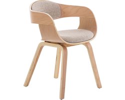 Stoel - Eetkamerstoel - Stof - Bezoekersstoel - Naturel - Crème