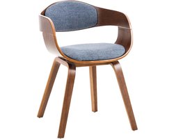 Stoel - Eetkamerstoel - Stof - Bezoekersstoel - Walnoot - Blauw