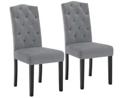 Stoel - Eetkamerstoelen - Set van 2 Eetkamerstoelen - Ergonomisch - Houten Poten – Hoge Rugleuning - Comfortabel Gevoerd – Ergonomisch & Duurzaam – Voor Keuken - Eetkamer - 44x99x59cm - Velvet donker grijs