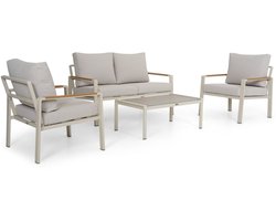 Stoel en Bank Loungeset 4 personen Aluminium Zand/Beige Domani Furniture Leaf