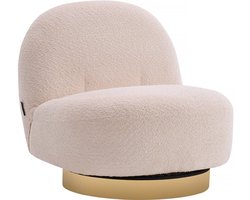 Stoel fauteuil bouclé stof draaibaar "Churchill" - 76 x 80 x 74 cm - Wit
