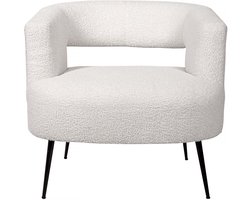 Stoel fauteuil bouclé stof "Iris" - Wit