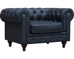 Stoel fauteuil Chesterfield "Aliza" - 111 x 82 x 70 cm - Zwart