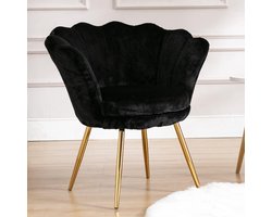 Stoel - Fauteuil - Ontspannen Zitten - Teddystof - 60 cm diep - Zwart
