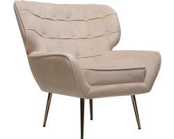 Stoel fauteuil velours fluweel "Austin" - 79 x 71 x 79,5 cm - Beige - lichtbruin