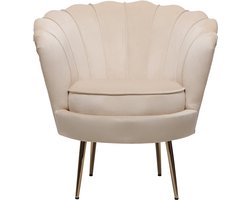 Stoel fauteuil velours fluweel "Floria" - 70 x 73 x 76 cm - Beige - lichtbruin