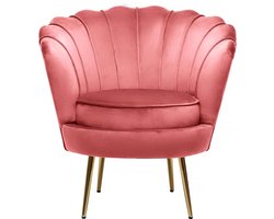 Stoel fauteuil velours fluweel "Floria" - 70 x 73 x 76 cm - Rose