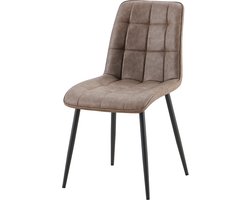 Stoel Fons Bruin - Kunstleer - Metaal - Set van 4 - Zithoogte 48 cm - Zitdiepte 44 cm
