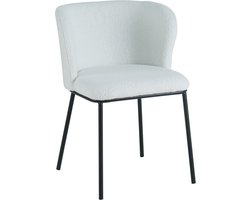 Stoel Iggy Wit - Bouclé - Set van 2 - Zithoogte 48 cm - Zitdiepte 45.5 cm