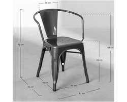 Stoel in industriële stijl en zitting van licht natuurlijk hout - Fauteuil met armleuningen