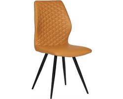 Stoel Iris Oranje - Kunstleer - Set van 4 - Zithoogte 47.50 cm - Zitdiepte 44 cm