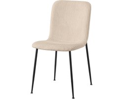Stoel James Beige - Metaal - Ribstof - Set van 2 - Zithoogte 47.5 cm - Zitdiepte 40 cm