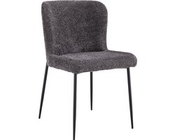 Stoel Jolie Donkergrijs - Bouclé - Set van 2 - Zithoogte 49.5 cm - Zitdiepte 45 cm