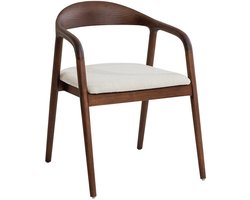 Stoel Kelro Beige - Stof - Set van 2 - Zithoogte 47 cm - Zitdiepte 51 cm - Met armleuning