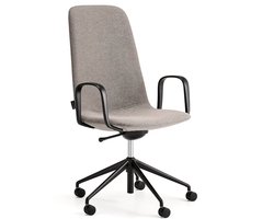 Stoel LANGLEY, middelhoge zitting, wielonderstel, armleuning, zwart/taupe