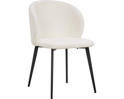 Stoel Lena Wit - Bouclé - Set van 2 - Zithoogte 45.5 cm - Zitdiepte 44.5 cm