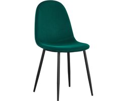 Stoel Lola Groen - Velours - Set van 4 - Zithoogte 47 cm - Zitdiepte 39.5 cm