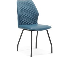 Stoel Louise Blauw - Kunstleer - Set van 4 - Zithoogte 47.50 cm - Zitdiepte 45 cm