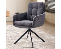 Stoel Luna | 61 x 67 x 92 cm | Donkergrijs - Set van 2