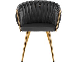 Stoel LUX Donker grijs Fluweel - salonstoel - decor - visagie stoel - kapper stoel - fluweel - gouden stoel
