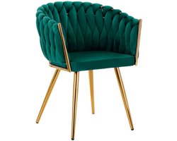 Stoel LUX Groen Fluweel - salonstoel - decor - visagie stoel - kapper stoel - fluweel - gouden stoel