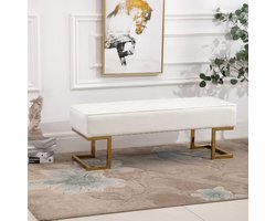 Stoel - LuxusDesign - Synthetisch leer - Gouden metalen frame - Wit