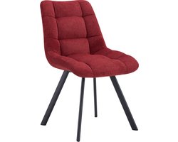 Stoel Margot Rood - Metaal - Stof - Set van 2 - Zithoogte 49 cm - Zitdiepte 41 cm