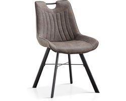 Stoel Marijn Donkergrijs - Kunstleer - Set van 2 - Zithoogte 54 cm - Zitdiepte 43 cm