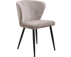 Stoel Marthe Zand - Metaal - Ribstof - Set van 2 - Zithoogte 49 cm - Zitdiepte 43 cm
